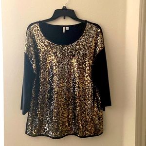 Beautiful black and gold & silver sequin blouse